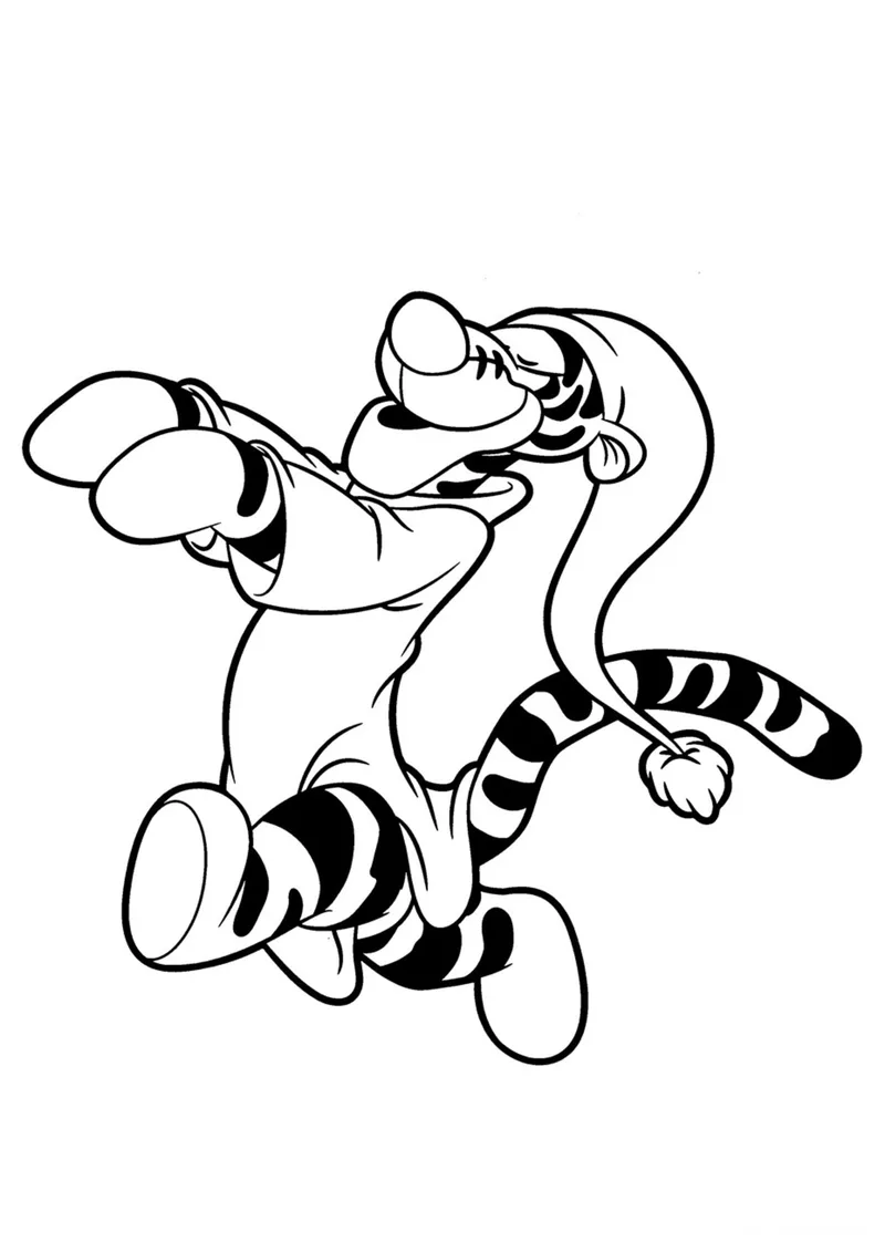Раскраска «Тигра в ночнушке» — чёрно-белый контурный рисунок для печати