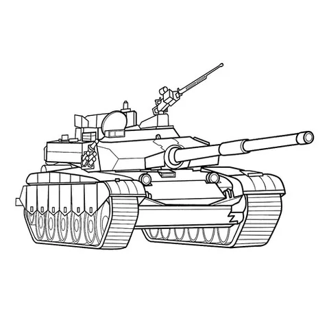 Раскраска «Эскиз военного танка»