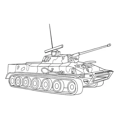 Раскраска «Советская боевая гусеничная плавающая машина БМД-3»