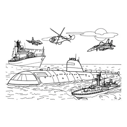 Раскраска «Морское сражение»