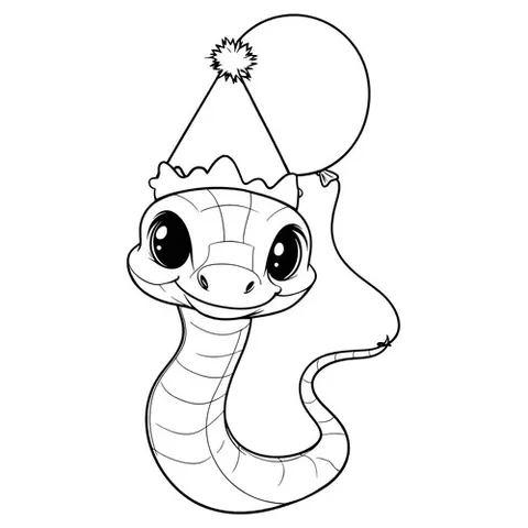 Раскраска «Милая змея с шариком»